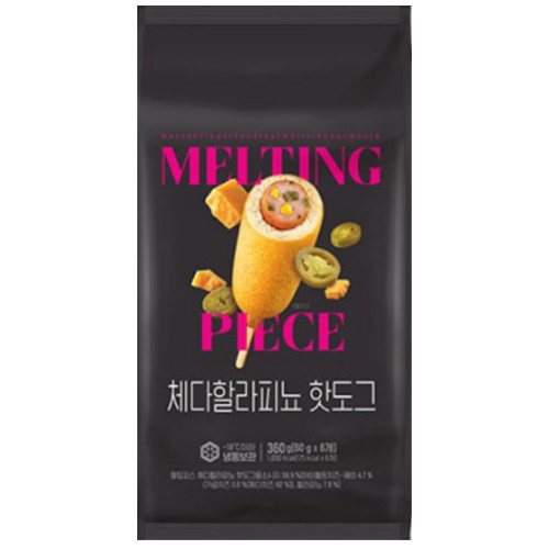 멜팅피스 체다할라피뇨 핫도그 6개입 360g