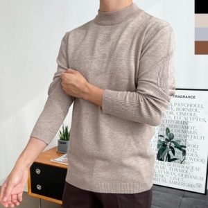 알티피아 얇고 신축성 좋은 남성 반 목폴라 니트티 슬림핏 10대 WEC7725