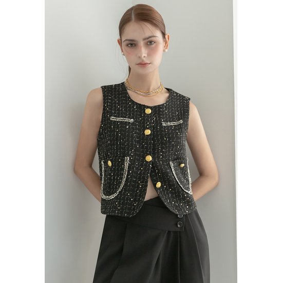 르니앤맥코이 믹스 스팽글 트위드 베스트 ML10VT700_이미지