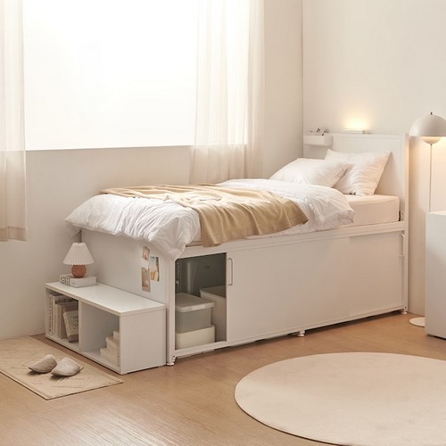 글로리아 철제 슬라이딩 빅 수납 침대 SS