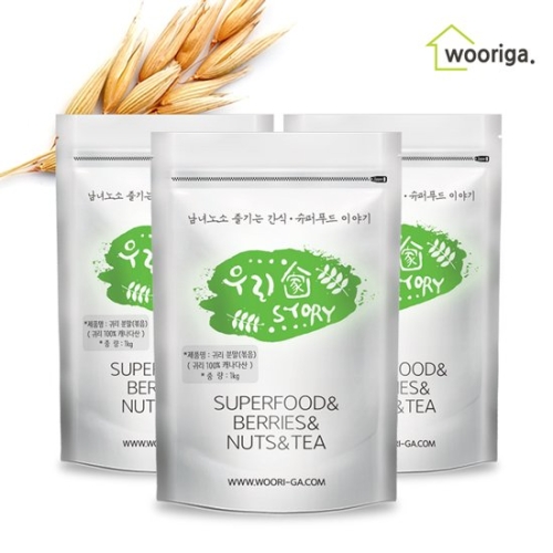 [불명] 캐나다산 볶은 귀리 가루분말 1kg 3봉 우유 쉐이크