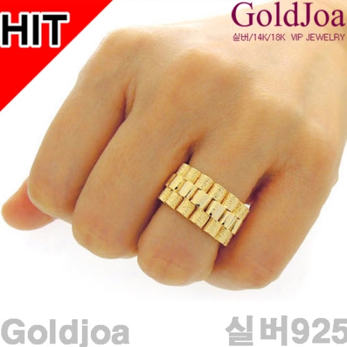 골드조아 렉스체인 실버+18k옐로우plate 남여 공용 실버반지 /사이즈_이미지