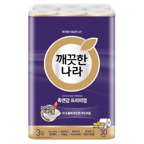 깨끗한나라 촉앤감 프리미엄 30m (30롤) (1팩)_이미지