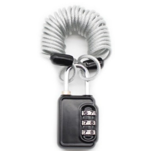 스텐 코팅 코일케이블 1m + 3다이얼 자물쇠