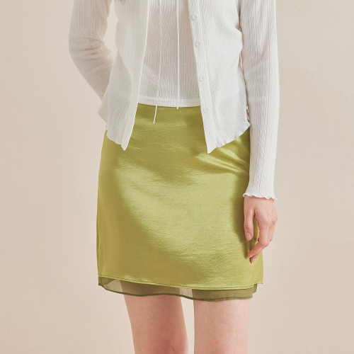 사틴 포커스 배색 미니 스커트 PBBF6S1SK8080_이미지