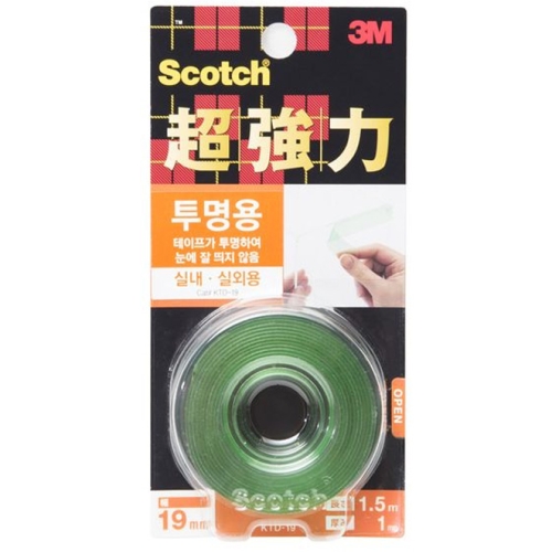 3M 스카치 초강력 투명 양면테이프 19mm x 1.5m (1개)_이미지