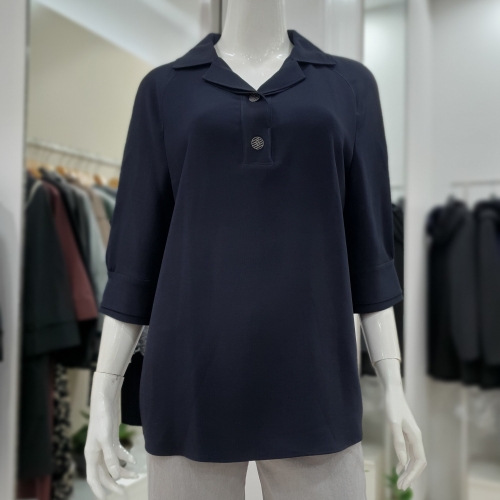 엠씨 패플 카라 블라우스 0C42B151/네이비_이미지