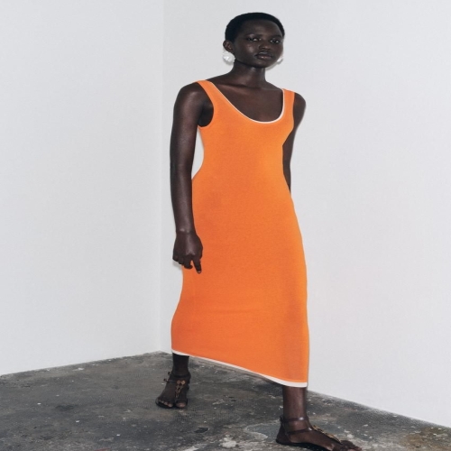 자라 원피스 미디 롱원피스 데일리 더블 레이어 가공 롱 니트 원피스607317