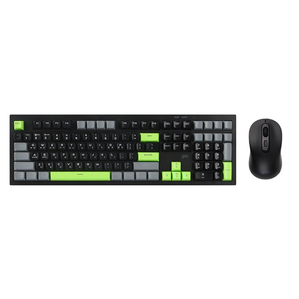 지클릭커 OFFICEPRO WMK90 사일런스 M 108 무선 키보드 마우스 세트 (Poker Green)_이미지