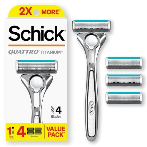 쉬크 쿼트로 4 티타늄 + 면도날 (해외구매, 면도기1개+날3개)_이미지