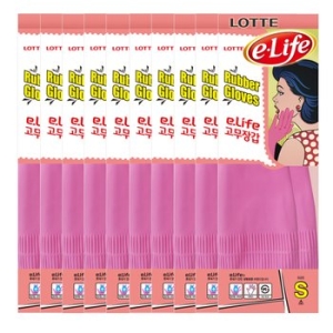 롯데 e-life 고무장갑 NEW 핑크 소 10개입