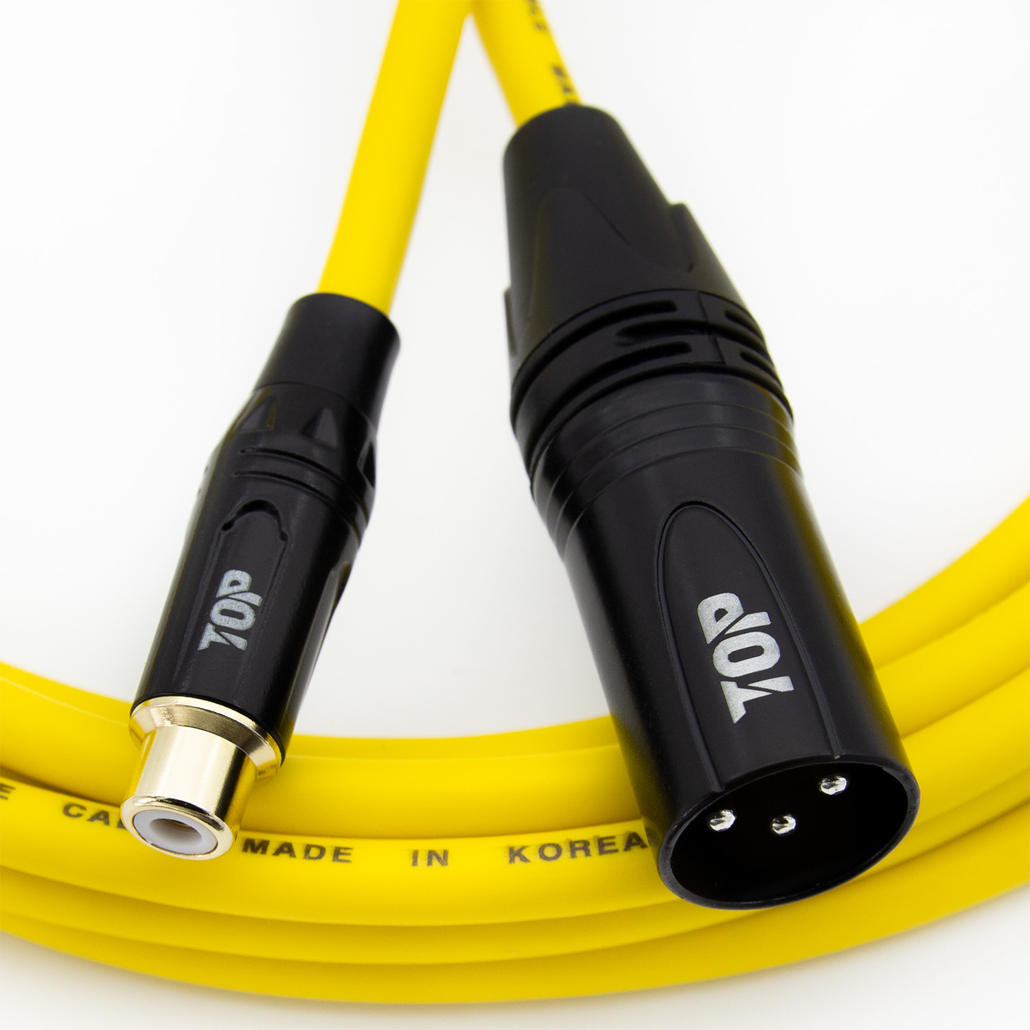 탑라인에이치디 HDTOP RCA 암 to XLR 수 케이블 블랙옐로우 (10m, HT-TP6129)_이미지