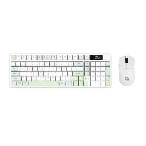 지클릭커 OFFICEPRO WMK990 사일런스 M LCD 98 무선 키보드 마우스 세트 (Greenwich)_이미지