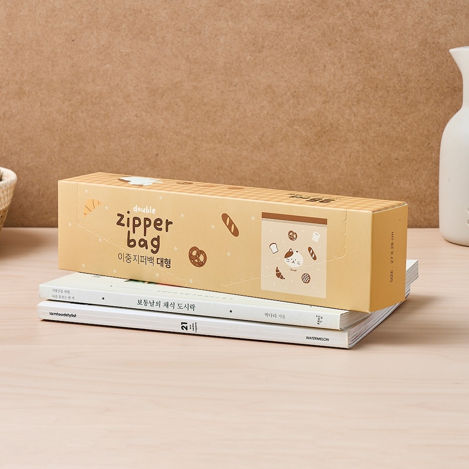 모던하우스  린넨 뚱냥이 이중지퍼백 27x28cm (대) 25매