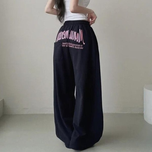 더블디 여성 2컬러 캐주얼 백레터링 와이드 팬츠 LK-TP06 41554971A_이미지