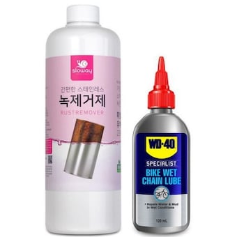 슬로웨이 스테인리스 녹제거제 1L + <b>WD40</b> 습식 윤활유 120ml