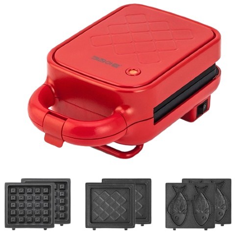 키친아트 렉스 3in1 와플 샌드위치 메이커 (레드)_이미지