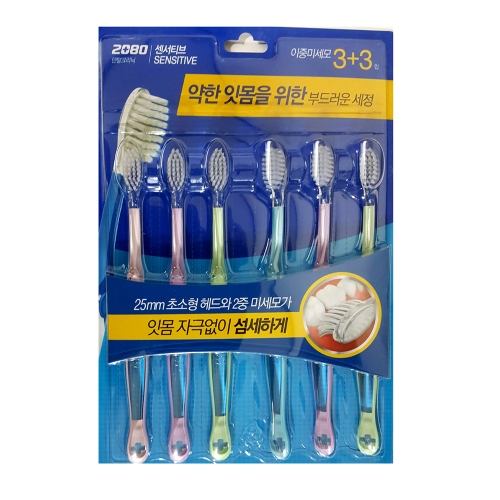 애경 2080 덴탈클리닉 센서티브 초미세모 칫솔 (6개)
