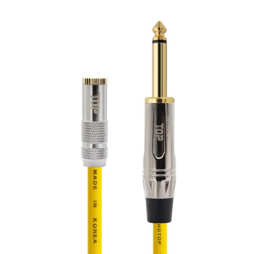 탑라인에이치디 HDTOP 메탈 3.5스테레오 암 to 5.5모노 수 케이블 옐로우 (7m, HT-TP4901)_이미지