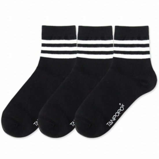 탄포포 Ankle 3 Stripe 블랙 3종 세트