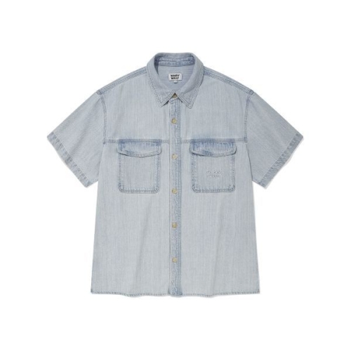 비케이브 와키윌리 WACKY WILLY 이지 데님 반팔 셔츠 스카이 블루 174520