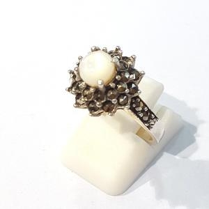 블루케이 화이트자개 원석 반지 211107-11 6월탄생석_이미지