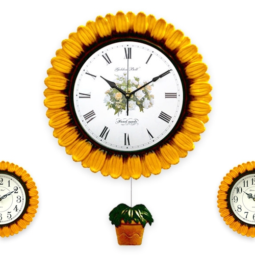 골든벨시계 Gong2025 선플라워 무소음 인테리어 추 벽시계 제조한국 2종