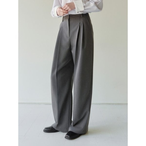포토리뷰 Classic Two-Tuck Wide Slacks Grey AT6PAA027GE 1082583