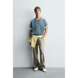 자라 워시드 그래픽 티셔츠 반팔티 페이디드 블루 0962329428 696538