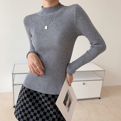 올리비에스클로젯 반목 골지 슬림라인 긴팔 니트_O2509KN605C_이미지