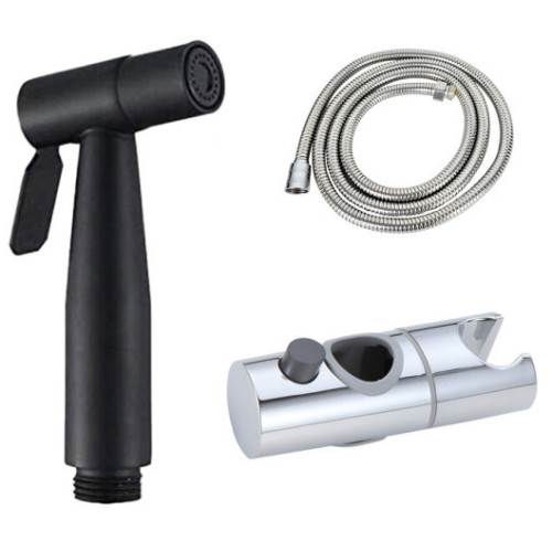 스텐 청소건 블랙 + 황동 샤워호스 1.5m + 버튼식거치대 25mm