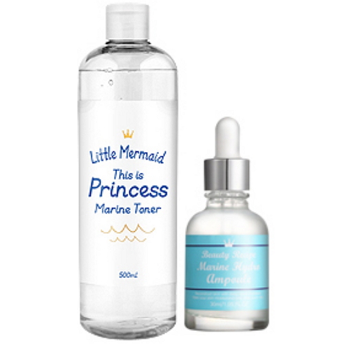 한방미인화장품 뷰티레시피 리틀 머메이드 프린세스 마린 토너 앤 마린 하이드로 앰플 2종 세트