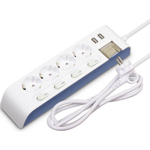 하이탭 4구 16A USB 메인 개별스위치 멀티탭