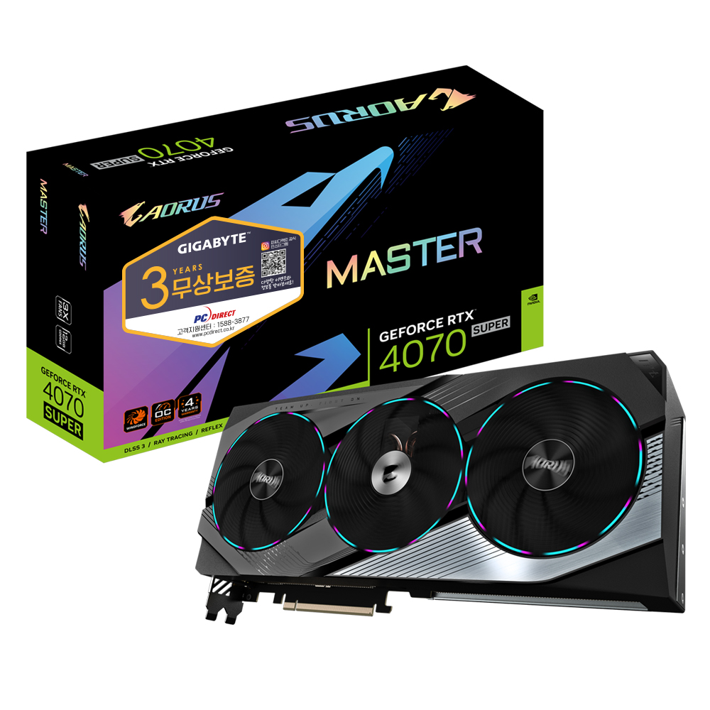 GIGABYTE AORUS 지포스 RTX 4070 SUPER MASTER D6X 12GB 피씨디렉트