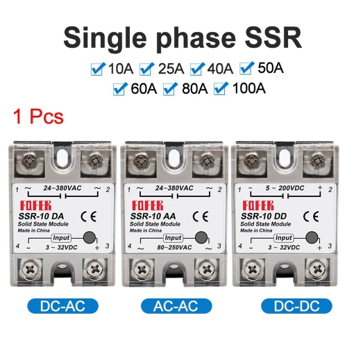 테이트 LCTC 1PCS 380VAC SSR 80A 60A 24 50A 스 릴레이 AC 10A 100A 25A 단상 40A 솔리드..