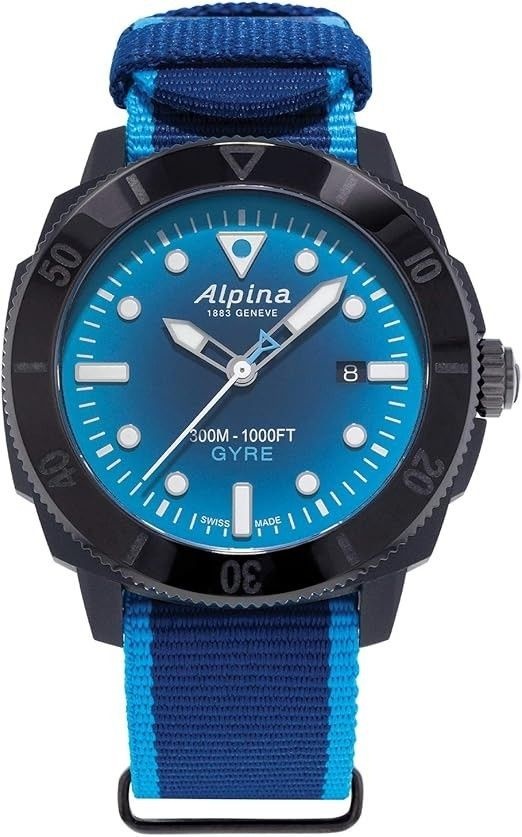 알피나 남성용 오토매틱 시스트롱 데이트 윈도우 블루 워치 44mm AL-525LNSB4VG6 655592
