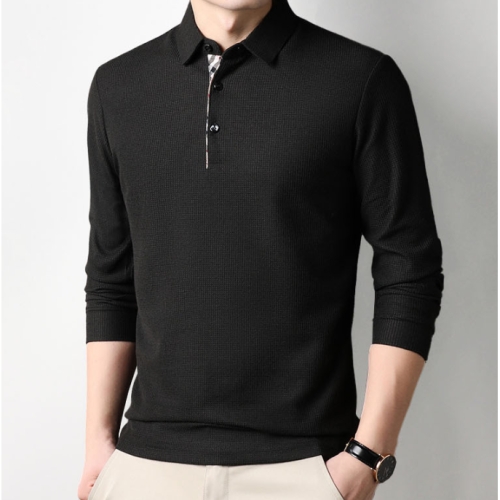 남성 긴팔 와플 피케 카라 티셔츠 기능성 골프상의