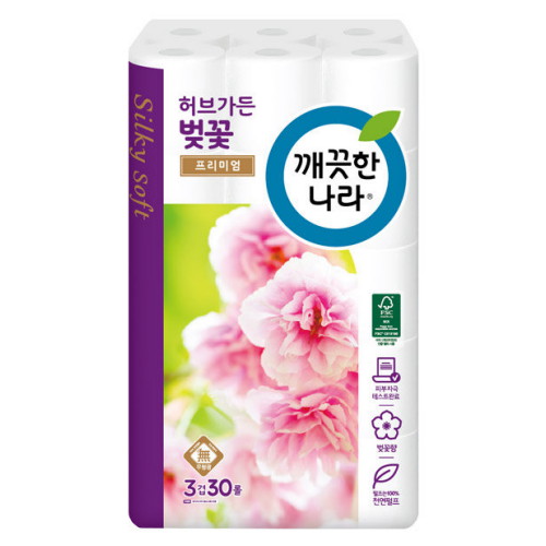깨끗한나라 벚꽃 로맨틱 27m (30롤) (3팩)_이미지
