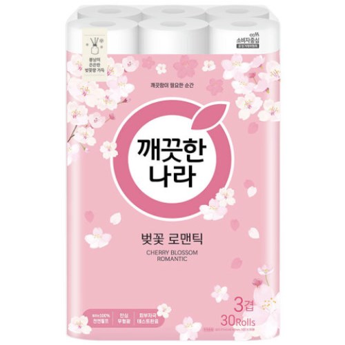 깨끗한나라 벚꽃 로맨틱 27m (30롤) (3팩)_이미지