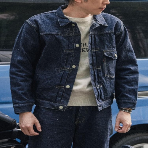 브론슨 BRONSON 46806XX 싱글 포켓 기본 색상 데님 재킷 1st 빨간 귀