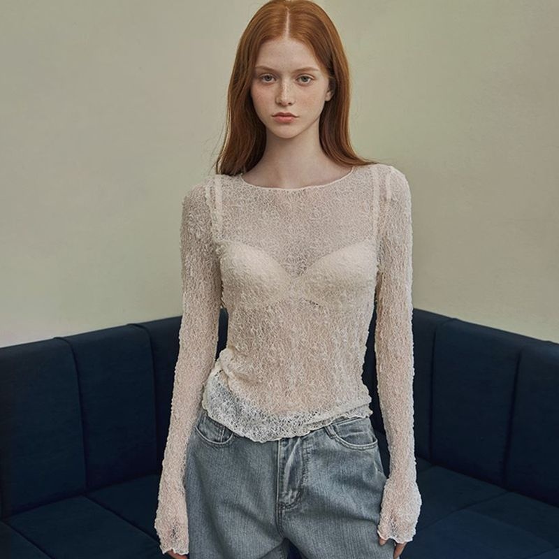 트위 에버논 레이스 시스루 티셔츠 3163747 408500_이미지