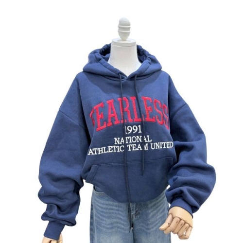 하프 / 피어리스 자수 기모 후드 티셔츠 C26A7FTS02