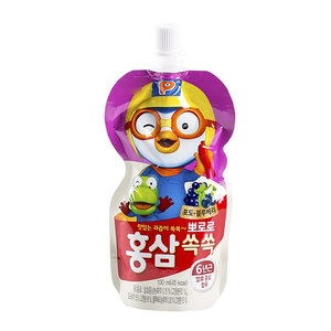 건강마을 팔도 뽀로로 홍삼쏙쏙 포도 블루베리 100ml (15개)_이미지