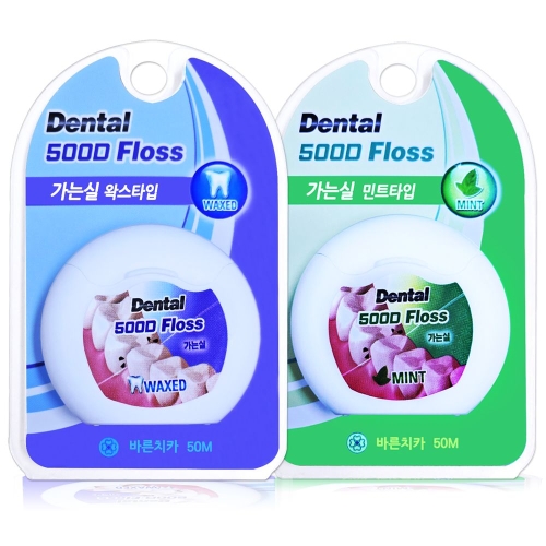 바른치카 가는실 치실 민트 500D 50m