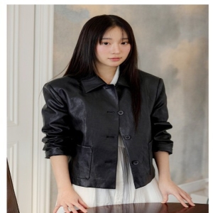  올리브데올리브 페이크레더 스탠카라 싱글 자켓 OL6SJ1600C