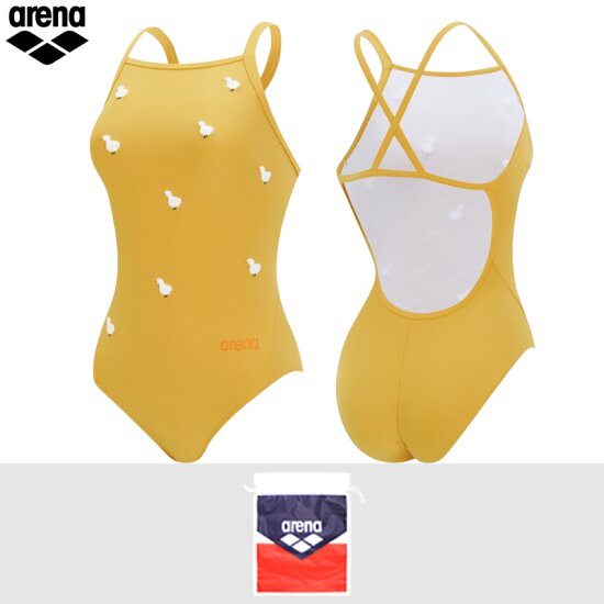 아레나 플러피프렌즈 오리 선수 싱글크로스 스트랩백 원피스수영복 A5SL1CO09YEL_이미지