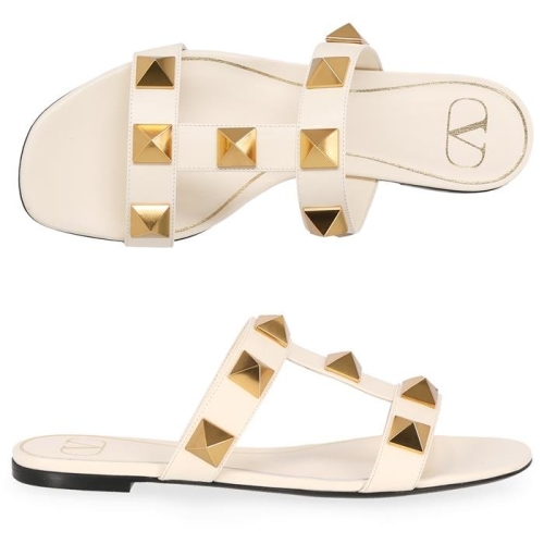 발렌티노 로만 스터드 여성 플랫 샌들 W2S0BU9 ZWM GF9