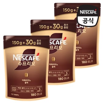 네슬레 <b>네스카페</b> <b>수프리모</b> 아메리카노 블랙 180g