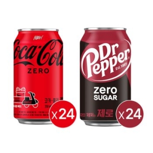코카콜라음료 코카콜라 제로 350ml x 24개 + 닥터페퍼 제로 350ml x 24개_이미지