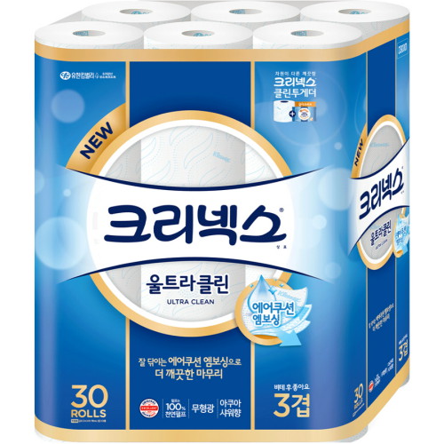 크리넥스 울트라 클린 27m (30롤) (2팩)_이미지